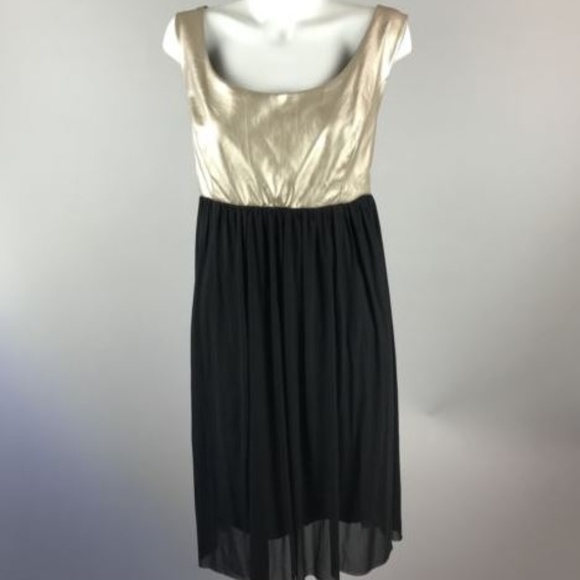 torrid Dresses & Skirts - Torrid Gold Black Dress Chiffon Faux Leather Sz 22